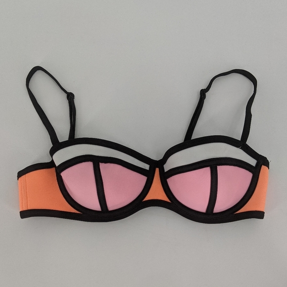 Triangl Neoprene Orange Black Colorblock Bikini - Picture 3 of 11